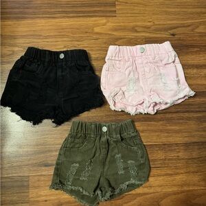SHEIN Black and Pink Distressed Denim Shorts